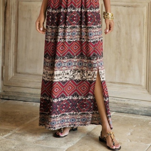 Soft Surroundings Macelo Merlot Bohemian Style Maxi Dress - Picture 3 of 11